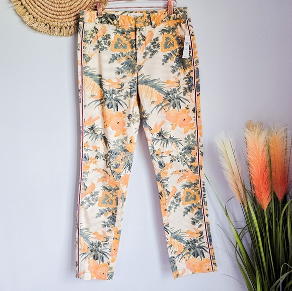 Anthropologie, New, Chino Relaxed Tropical Novelty Print Side Stripe Pants SZ 28 - Picture 14 of 14